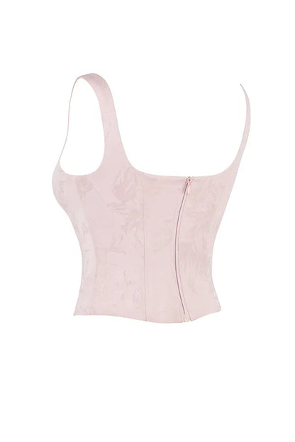 Rafa Pink Floral Satin Longline Corset