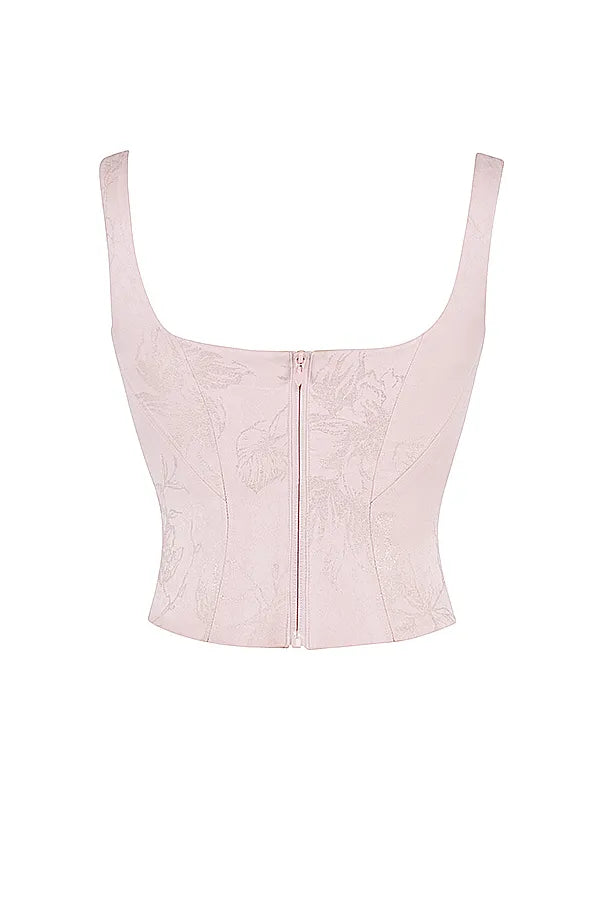 Rafa Pink Floral Satin Longline Corset
