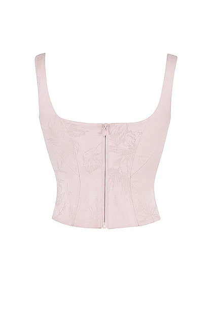 Rafa Pink Floral Satin Longline Corset