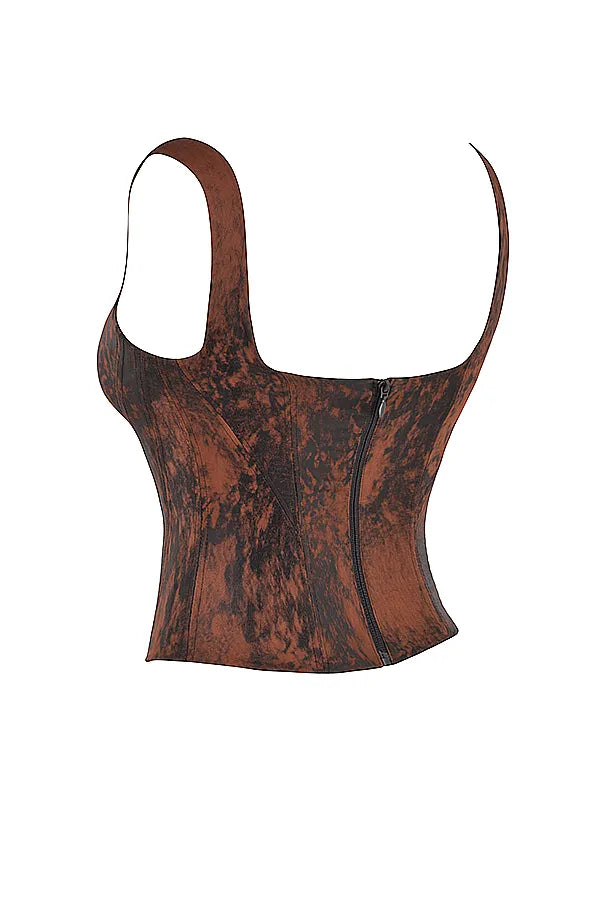 Rafa Antique Copper Satin Longline Corset