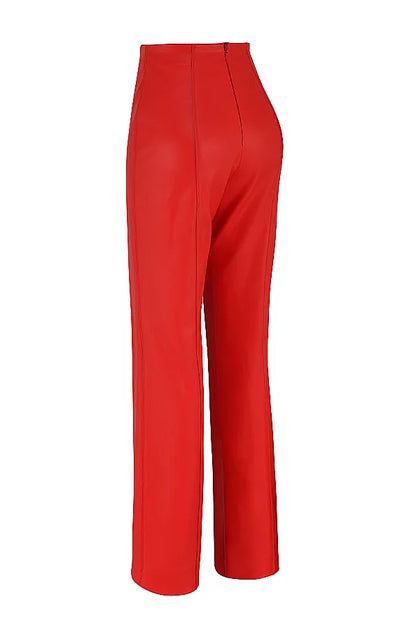 Elenaora Scarlet Vegan Leather Trousers