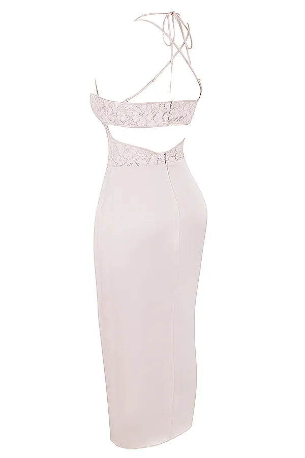 Georgia Crystal Satin and Lace Midi Dress
