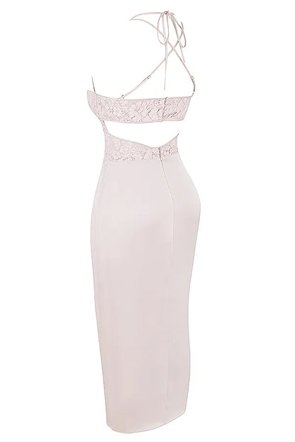 Georgia Crystal Satin and Lace Midi Dress