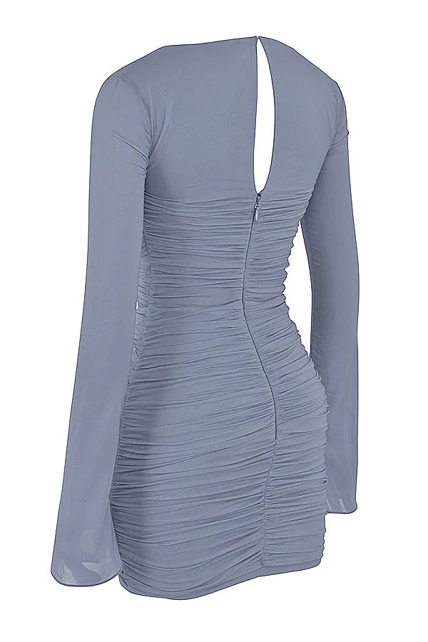 Camille Dove Grey Real Silk Mini Dress