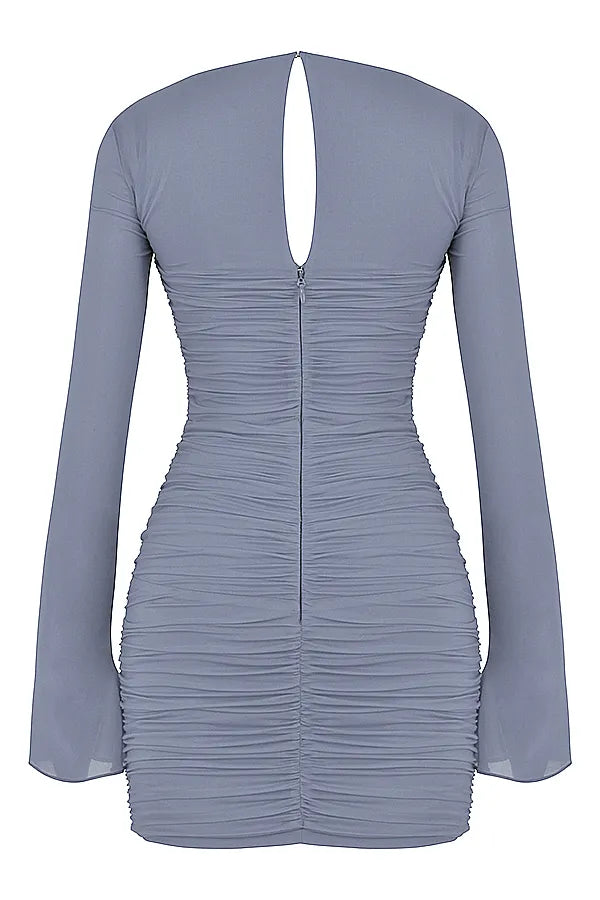 Camille Dove Grey Real Silk Mini Dress