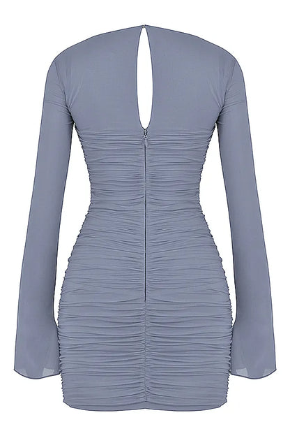 Camille Dove Grey Real Silk Mini Dress