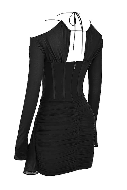 Gianna Black Real Silk Corset Mini Dress
