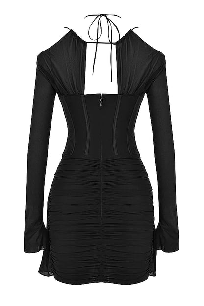 Gianna Black Real Silk Corset Mini Dress