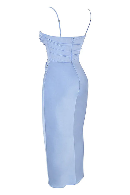 Teia Sky Draped Corset Midi Dress