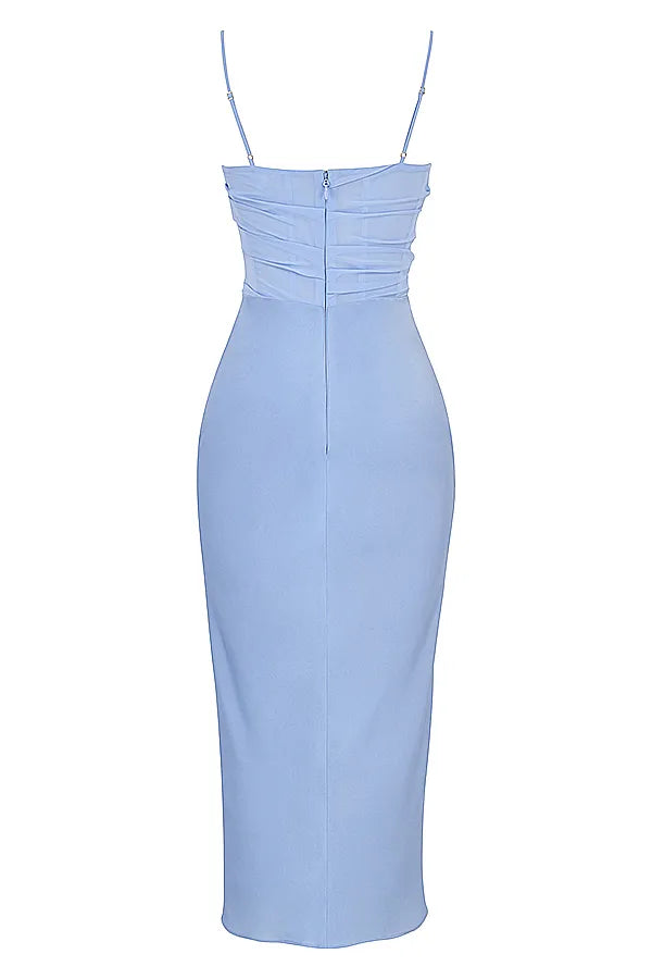 Teia Sky Draped Corset Midi Dress
