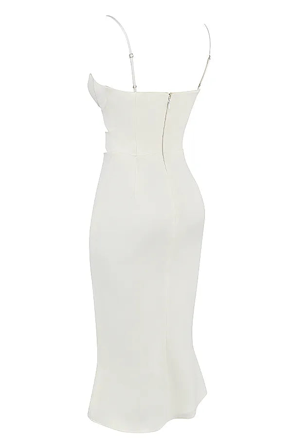 Amalia Ivory Satin Cutout Corset Dress