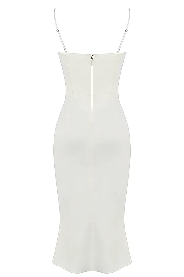 Amalia Ivory Satin Cutout Corset Dress