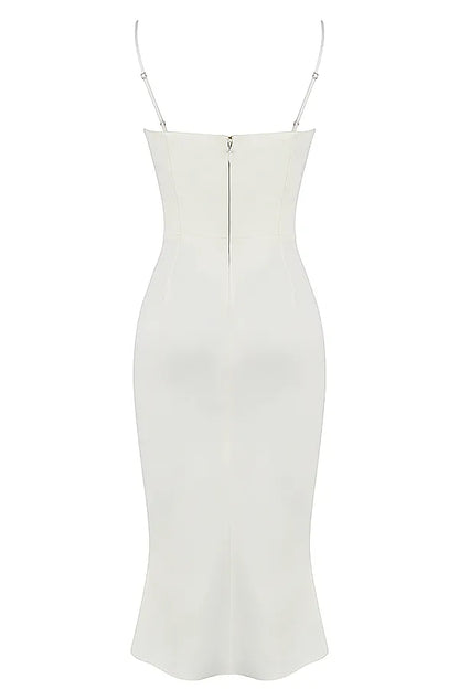 Amalia Ivory Satin Cutout Corset Dress