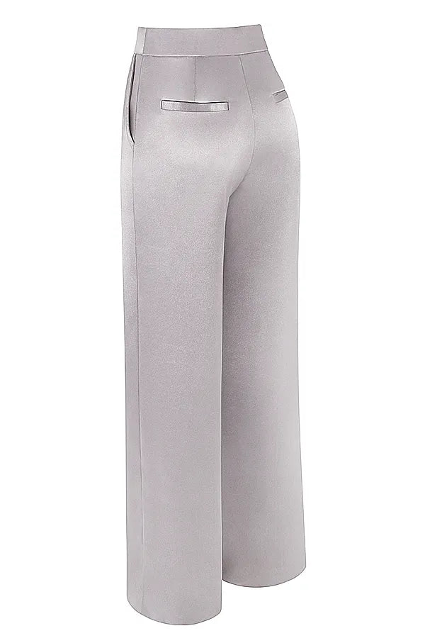 Alivia Grey Satin Trousers