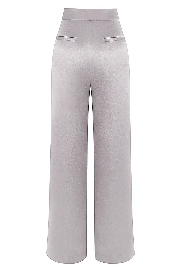 Alivia Grey Satin Trousers