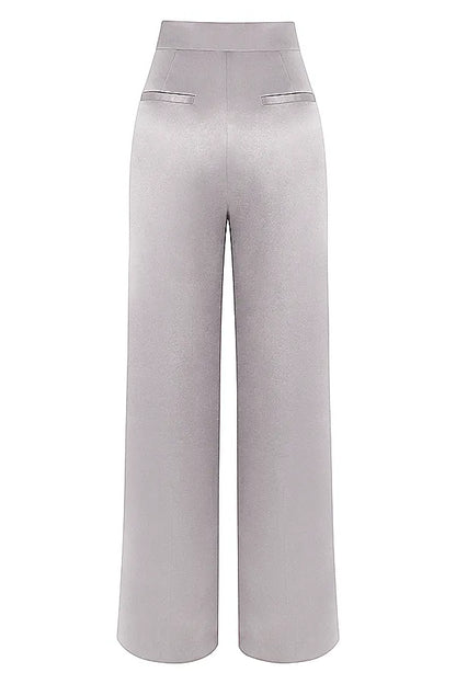 Alivia Grey Satin Trousers