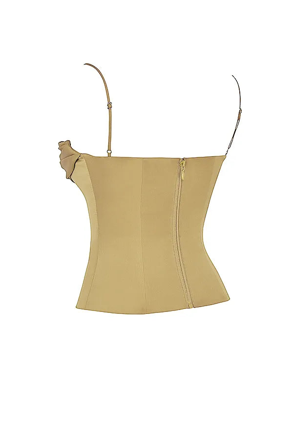 Letitia Olive Satin Lace Up Corset