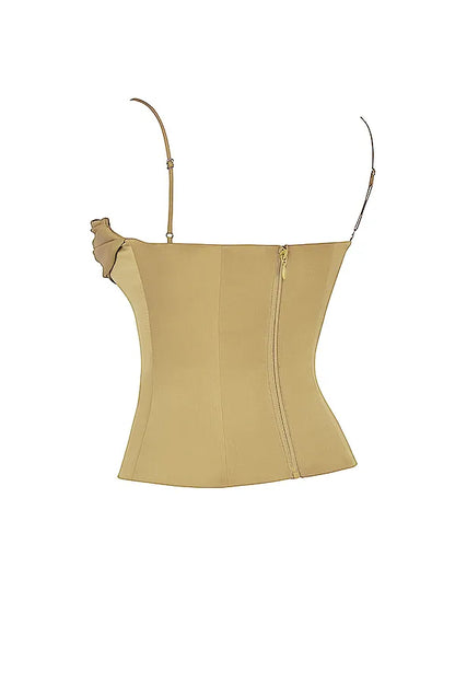 Letitia Olive Satin Lace Up Corset
