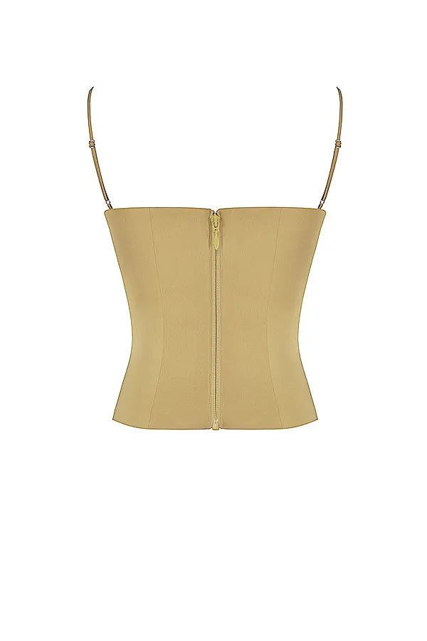 Letitia Olive Satin Lace Up Corset