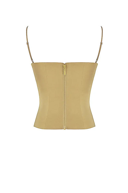 Letitia Olive Satin Lace Up Corset