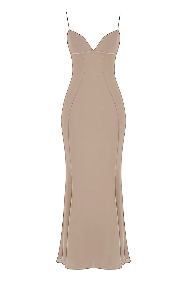 Loren Latte Corset Maxi Dress
