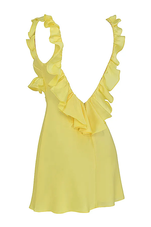 Tink Buttercup Satin Ruffle Mini Dress