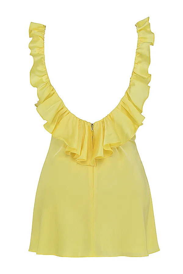 Tink Buttercup Satin Ruffle Mini Dress