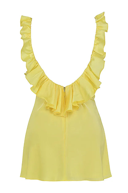 Tink Buttercup Satin Ruffle Mini Dress