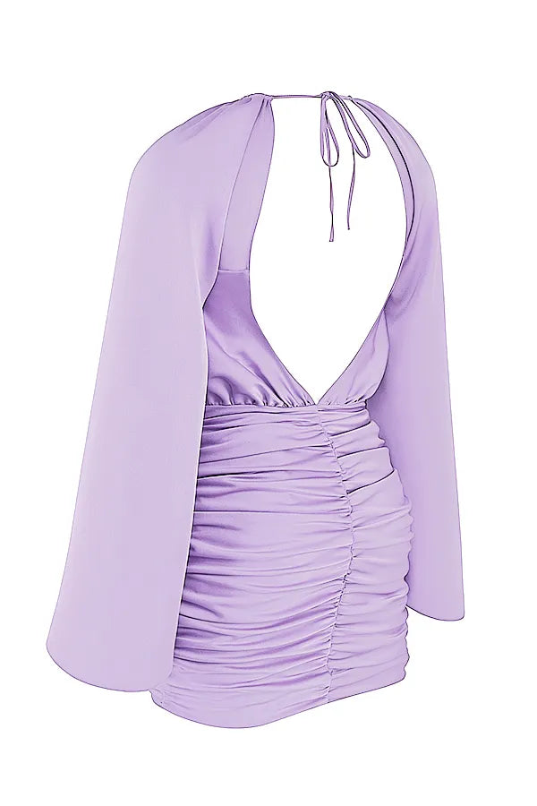 Kate Orchid Satin Wrap Front Mini Dress