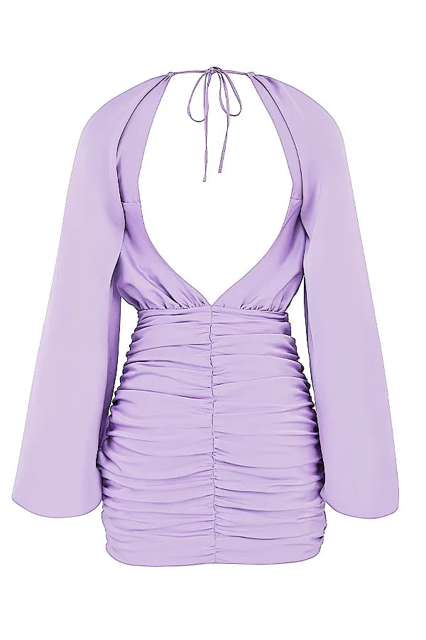 Kate Orchid Satin Wrap Front Mini Dress