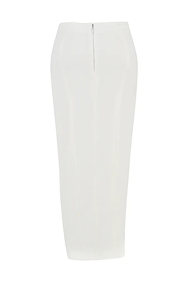 Francesca Ivory Thigh Split Midi Skirt