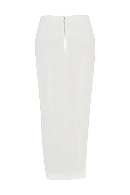 Francesca Ivory Thigh Split Midi Skirt