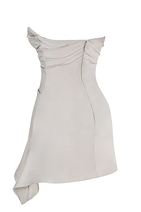 Jasmine Oyster Draped Strapless Corset Dress