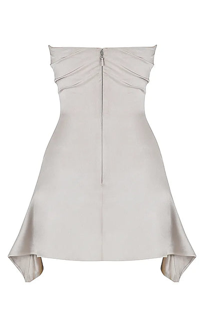 Jasmine Oyster Draped Strapless Corset Dress