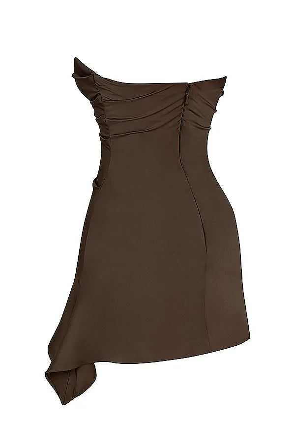Jasmine Chocolate Draped Strapless Corset Dress