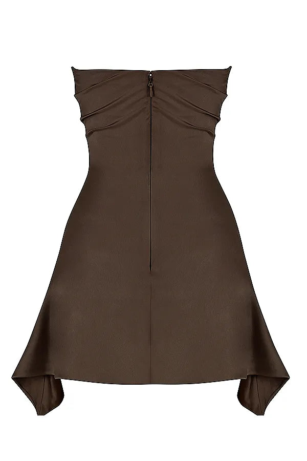 Jasmine Chocolate Draped Strapless Corset Dress