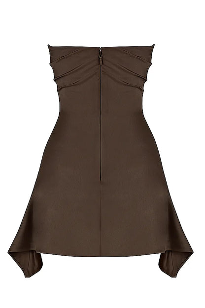 Jasmine Chocolate Draped Strapless Corset Dress