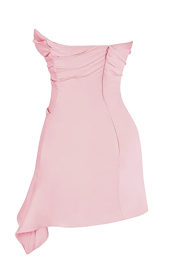 Jasmine Rose Pink Draped Strapless Corset Dress