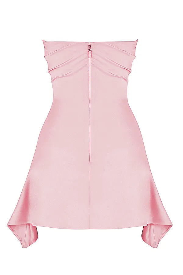 Jasmine Rose Pink Draped Strapless Corset Dress