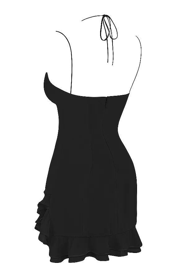 Rossella Black Ruffle Mini Dress