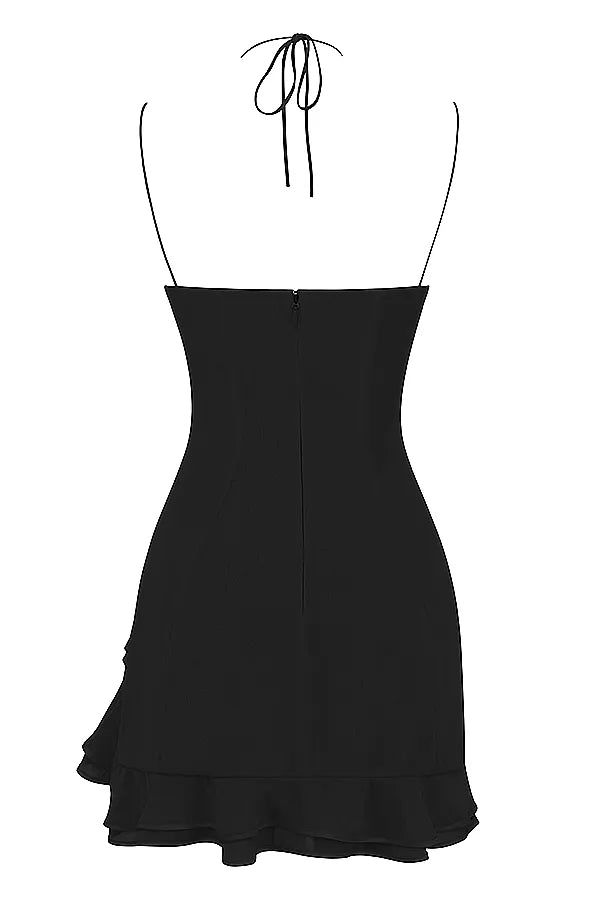 Rossella Black Ruffle Mini Dress