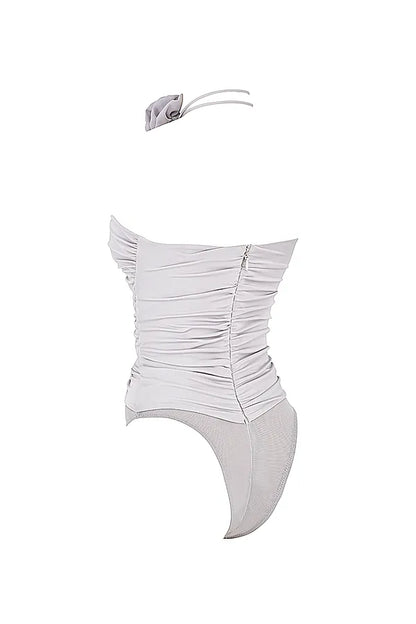 Joie Grey Flower Trimmed Bodysuit