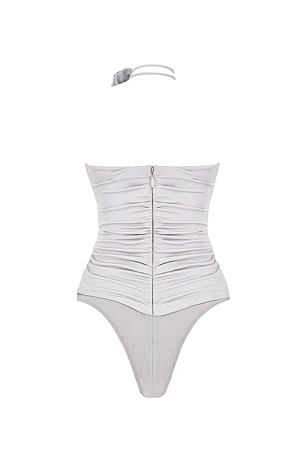Joie Grey Flower Trimmed Bodysuit