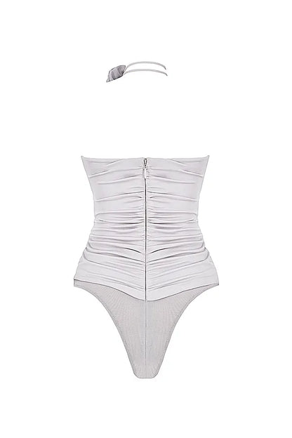 Joie Grey Flower Trimmed Bodysuit