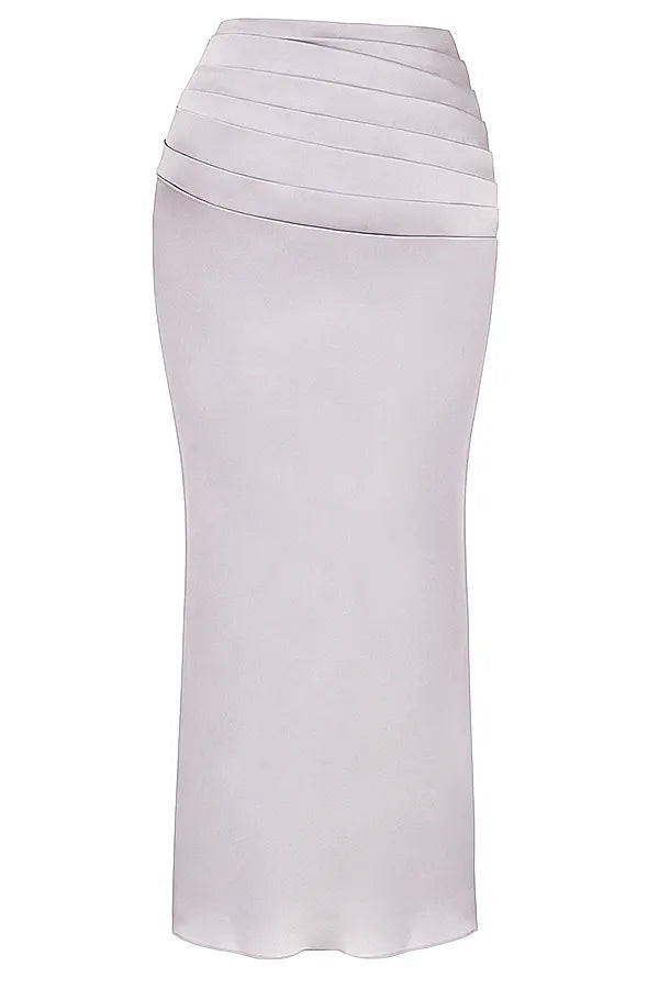Jia Grey Satin Gathered Maxi Skirt