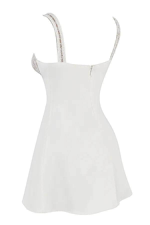 Cassandra Ivory Satin and Lace Mini Dress