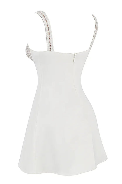Cassandra Ivory Satin and Lace Mini Dress