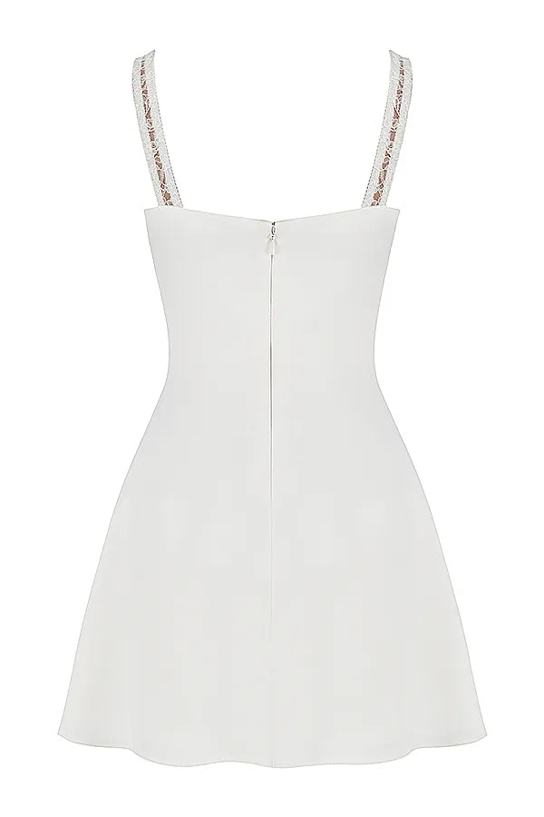 Cassandra Ivory Satin and Lace Mini Dress