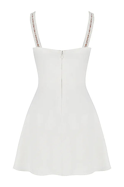 Cassandra Ivory Satin and Lace Mini Dress