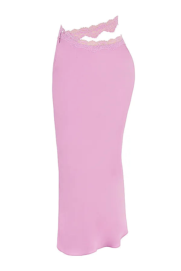 Mathilda Pink Lace Trim Maxi Skirt